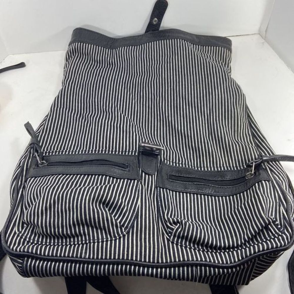 Vans womens hobo backpack Black and white fabric with black leather trim - Picture 11 of 16